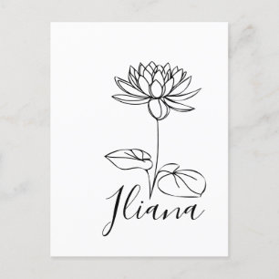 Custom July Water Lily Birth Flower Gift for Birth Postcard