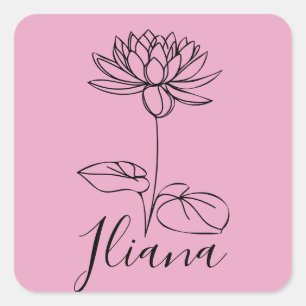 Custom July Water Lily Birth Flower Gift for Birth Square Sticker