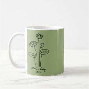 Custom July Water Lily Custom Name Mug