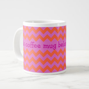Custom Jumbo Coffee Mug, Magenta, Orange Chevrons Large Coffee Mug