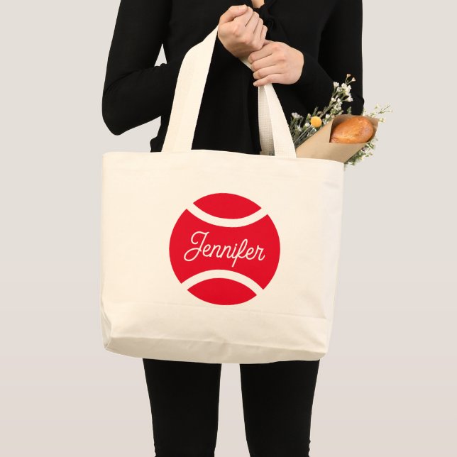 Custom jumbo tote bag in red tennis ball logo (Front (Product))