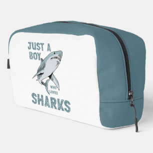 Custom Just a boy who loves Sharks Shark Lover Dopp Kit