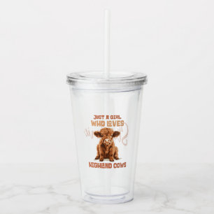 Custom Just a girl who loves Highland Cows Acrylic Tumbler