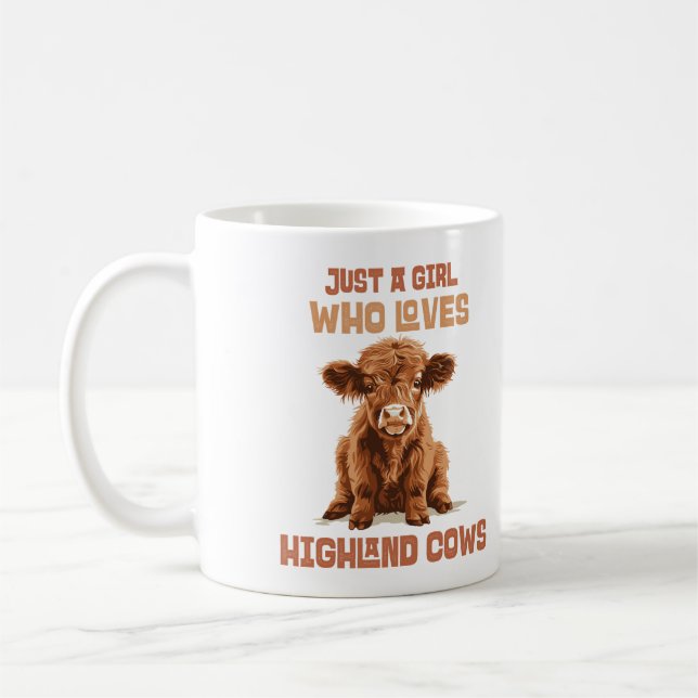 Custom Just a girl who loves Highland Cows Coffee Mug (Left)