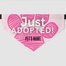 Custom Just Adopted with Pink Paw Print