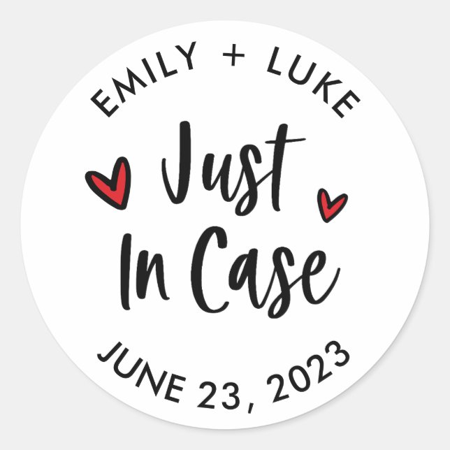 Custom Just in Case Wedding Recovery Kit  Classic Round Sticker (Front)