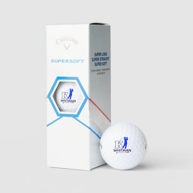 Custom K Initial - Golfer Mark - Blue  Golf Balls (Packaging)
