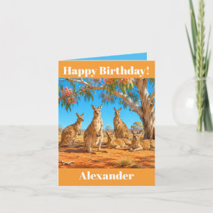 Custom Kangaroos flowering gumtree Happy Birthday Card