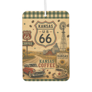 Custom Kansas Route 66 Car Trip Coffee Air Freshener