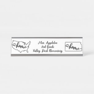 Custom Kansas State US Home Line Art Desk Name Plate
