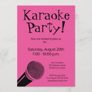 Custom karaoke party invitations with microphone
