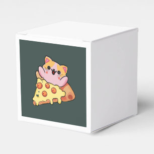 Custom Kawaii Cat Hugging Pepperoni Pizza Cartoon Favour Box