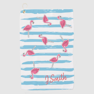 Custom Kawaii Cute Summer Tropical Flamingos Golf Towel