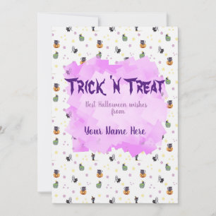 Custom Kawaii Doodle Halloween Pattern Postcard