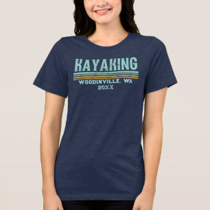 Custom Kayaking Lover Kayaker Location Date Name Tri-Blend Shirt