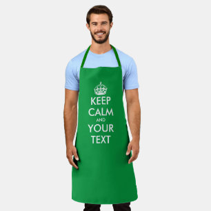 Custom keep calm and carry on large green kitchen apron
