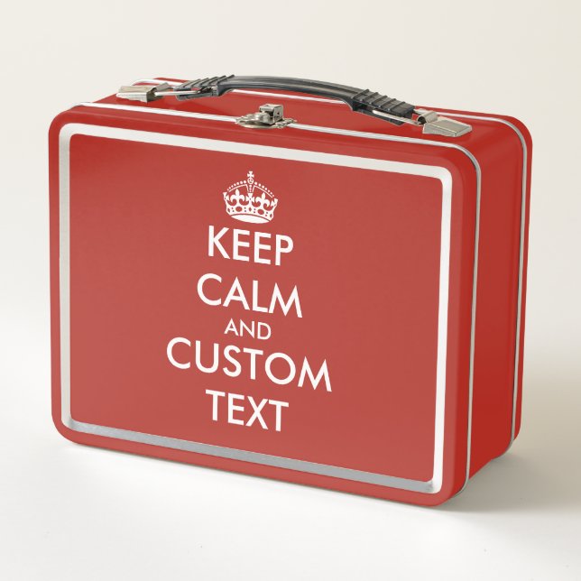 Custom keep calm and carry on red Metal Lunchbox (Front)