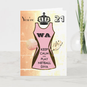 Custom Keep Calm and Play Netball 21st Birthday Card