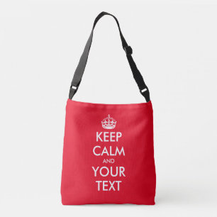 Custom keep calm and your text red cross body bags
