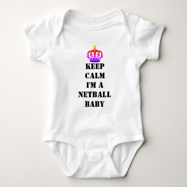 Custom Keep Calm Netball Baby Bodysuit (Front)