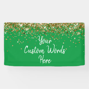 Custom Kelly Green Gold Birthday Party Photo Booth Banner