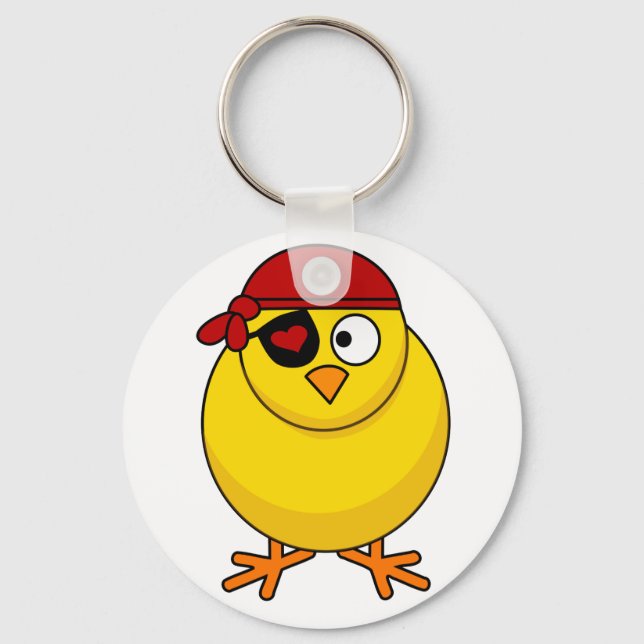 Custom Key Chains With Pirate Baby Chick (Front)