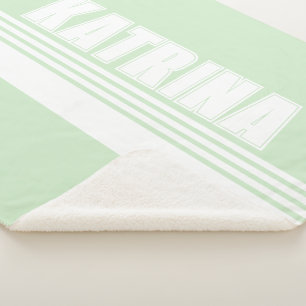 Custom Key Lime Green modern preppy classic stripe Sherpa Blanket