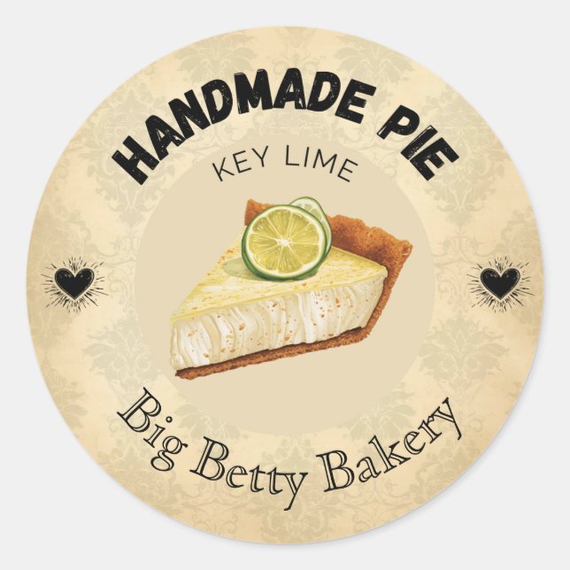 Custom Key Lime Pie Labels | Personalised Bakery P (Front)