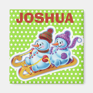 Custom Key Ring Christmas Snowman characters. Magnet