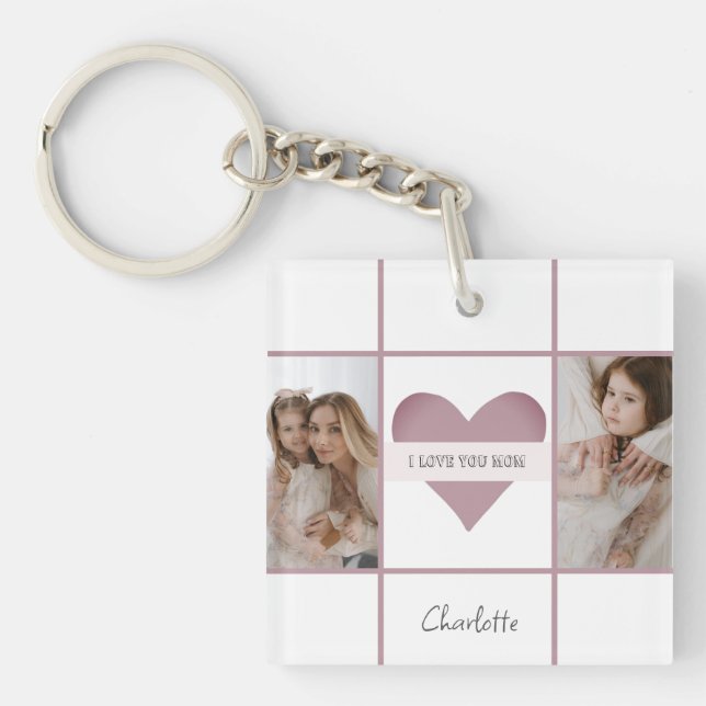 Custom Keychain for Mum – I Love You Design (Front)