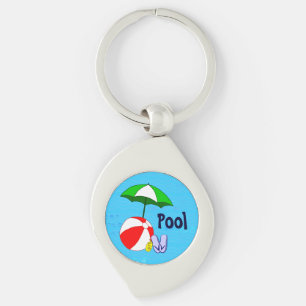 Custom Keychain with Beach Ball and Pool Umbrella
