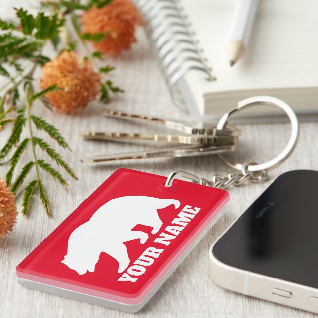 Custom keychain with big grizlly bear silhouette (Front Right)
