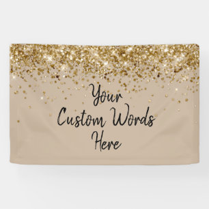 Custom Khaki Black Gold Birthday Party Photo Booth Banner