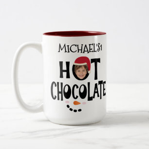 Custom Kid Face & Name Hot Chocolate Christmas Two-Tone Coffee Mug