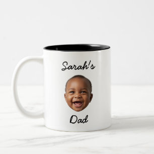 Custom Kid Face & Name Personalised Dad Gift Two-Tone Coffee Mug