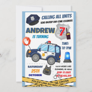 Custom Kid Police Officer Birthday Party Invitation