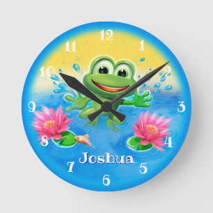 Custom Kid’s clock Leaping frog design.