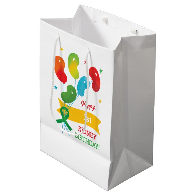 Custom Kidney Transplant Birthday Card Medium Gift Bag (Front Angled)