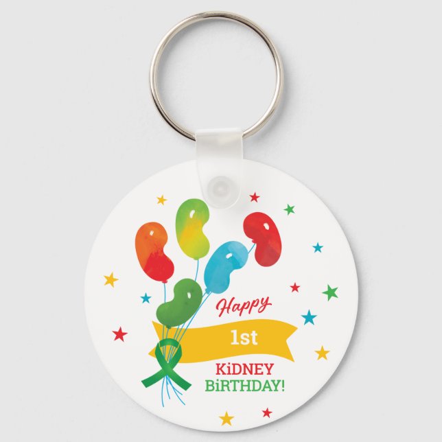 Custom Kidney Transplant Birthday Key Ring (Front)