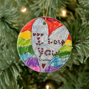 Custom Kids' Art and Photo Keepsake Gift Ceramic Ornament