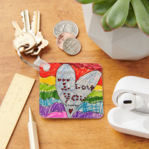 Custom Kids' Art and Photo Keepsake Gift Key Ring