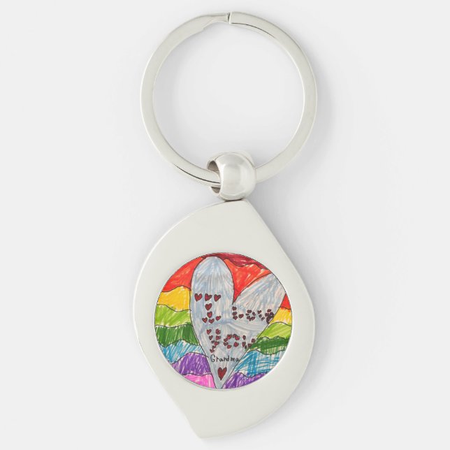 Custom Kids' Art Keepsake Gift for Grandma Key Ring (Front)