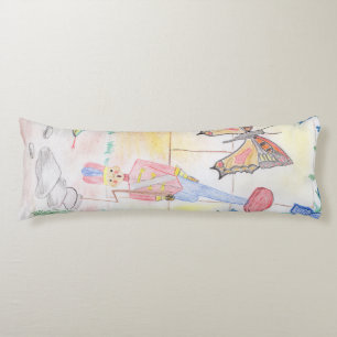 Custom Kids Artwork, Nutcracker toy, butterfly,  Body Cushion