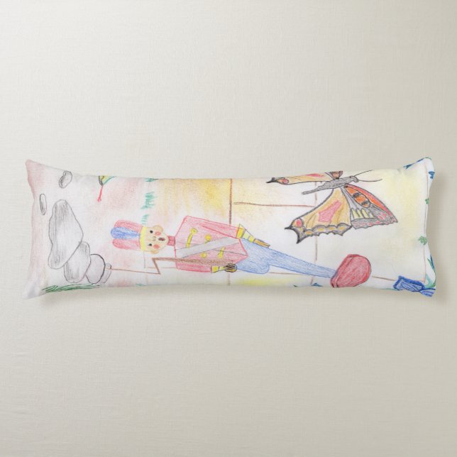 Custom Kids Artwork, Nutcracker toy, butterfly,  Body Cushion (Front)