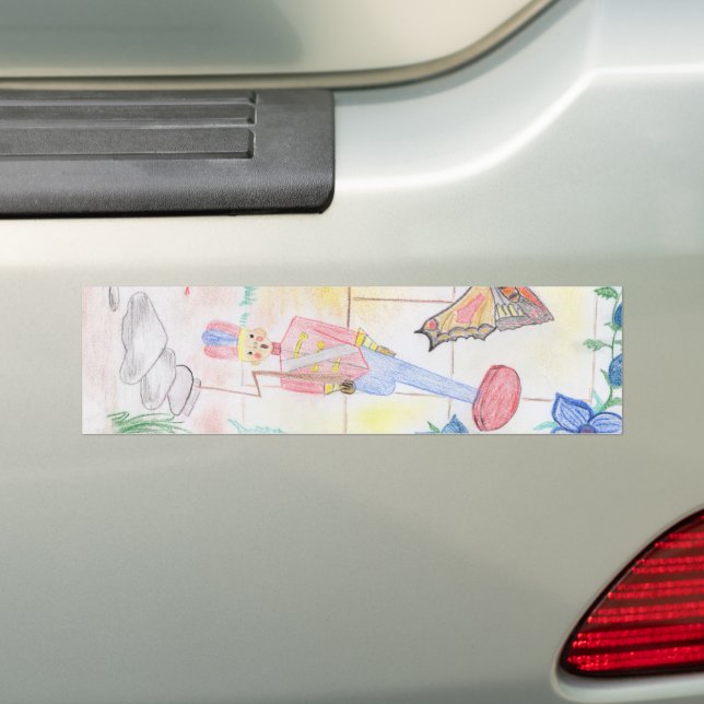 Custom Kids Artwork, Nutcracker toy, butterfly,  Bumper Sticker (On Car)