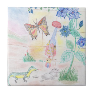 Custom Kids Artwork, Nutcracker toy, butterfly,  Ceramic Tile