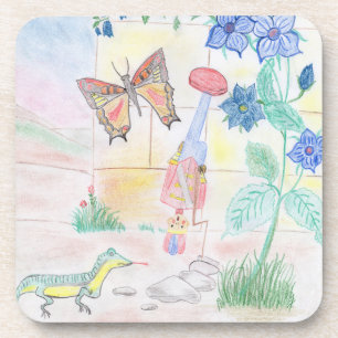 Custom Kids Artwork, Nutcracker toy, butterfly,  Coaster