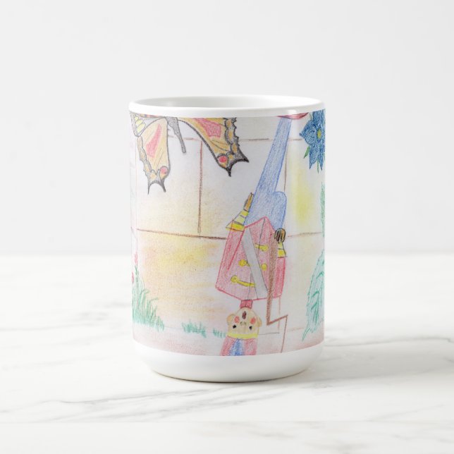 Custom Kids Artwork, Nutcracker toy, butterfly,  Coffee Mug (Center)