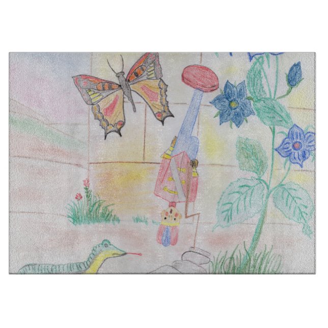 Custom Kids Artwork, Nutcracker toy, butterfly,  Cutting Board (Front)