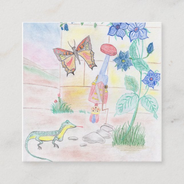 Custom Kids Artwork, Nutcracker toy, butterfly,  Enclosure Card (Front)